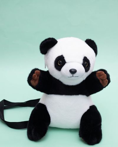 Cute Furry Panda Mascot Plush Backpack