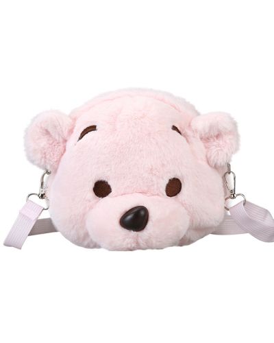 Pink Cute Teddy Bear Plush Shoulder Bag Woman