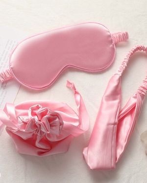 Eye Mask Scrunchie Set with Bag Pink (High Quality)