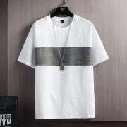 100% Linen Short Sleeve T-shirt Men Summer Half Sleeve Body Shirt Loose Base Casual Occasions