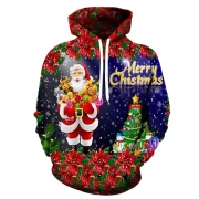 European and American new Christmas Santa Claus 3D digital printing loose men’s and women’s sweater baseball uniform pullov