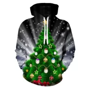 European and American new Christmas Santa Claus 3D digital printing loose men’s and women’s sweater baseball uniform pullov