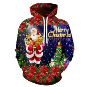 European and American new Christmas Santa Claus 3D digital printing loose men’s and women’s sweater baseball uniform pullov