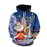 European and American new Christmas Santa Claus 3D digital printing loose men’s and women’s sweater baseball uniform pullov