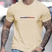 Men’s 100 Cotton Paris Short Sleeve T-shirt Top Loose Tshirt