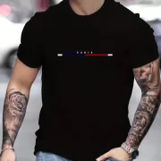 Men’s 100 Cotton Paris Short Sleeve T-shirt Top Loose Tshirt