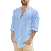 Men’s White Shirts Casual Plus Size Loose Hawaii Cotton Linen Shirt Mens Streetwear Turn Down Collar Long Sleeve Shirts Blouses