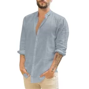 Men’s White Shirts Casual Plus Size Loose Hawaii Cotton Linen Shirt Mens Streetwear Turn Down Collar Long Sleeve Shirts Blouses