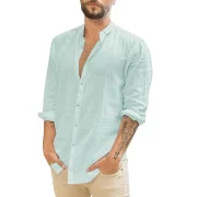 Men’s White Shirts Casual Plus Size Loose Hawaii Cotton Linen Shirt Mens Streetwear Turn Down Collar Long Sleeve Shirts Blouses