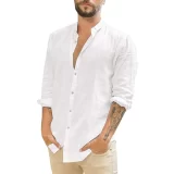 Men-s-White-Shirts-Casual-Plus-Size-Loose-Hawaii-Cotton-Linen-Shirt-Mens-Streetwear-Turn-Down