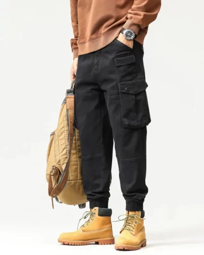 Spring and autumn new fashion brand American heavy cargo casual pants male function multi-pocket loose large size bunches