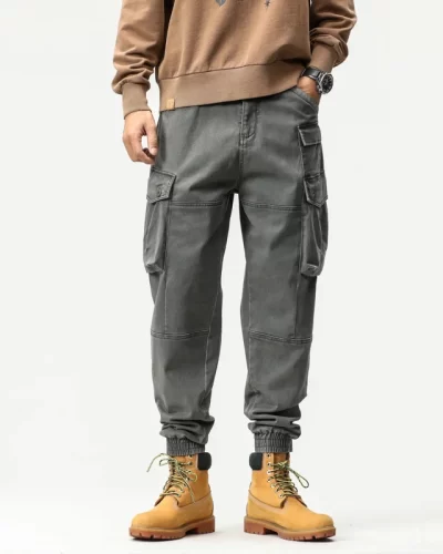 Spring and autumn new fashion brand American heavy cargo casual pants male function multi-pocket loose large size bunches