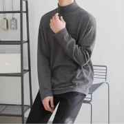 Yasuk 2023 Spring Autumn Winter Solid Casual Plush Turtleneck Men’s Loose Bottom Double Faced Velvet Sweater Simple Warm BigSize