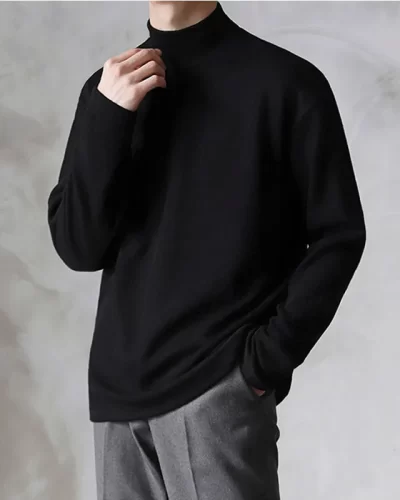 Yasuk 2023 Spring Autumn Winter Solid Casual Plush Turtleneck Men’s Loose Bottom Double Faced Velvet Sweater Simple Warm BigSize