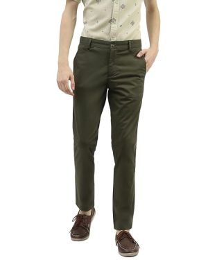 UCB Men Cotton Slim Fit Chinos Trousers Cropped Olive