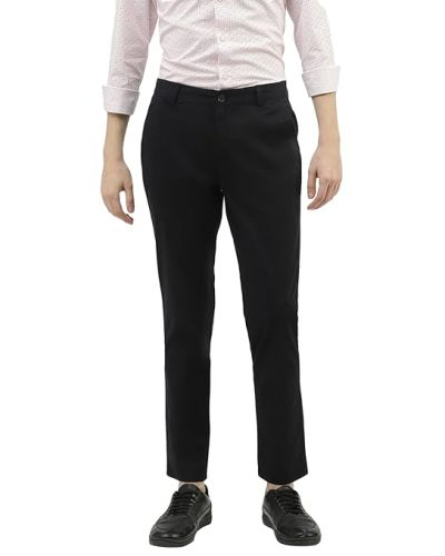 UCB Men Cotton Slim Fit Chinos Trousers Cropped Black